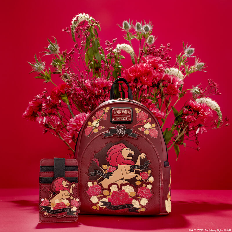 Loungefly Harry Potter Gryffindor House Floral Tattoo Mini Backpack