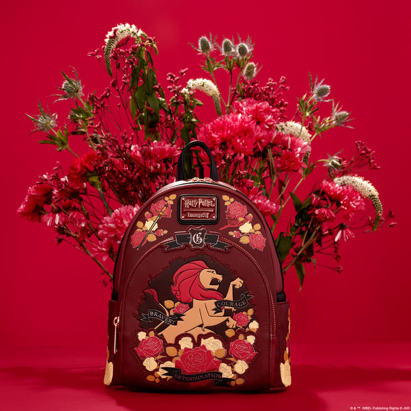 Loungefly Harry Potter Gryffindor House Floral Tattoo Mini Backpack