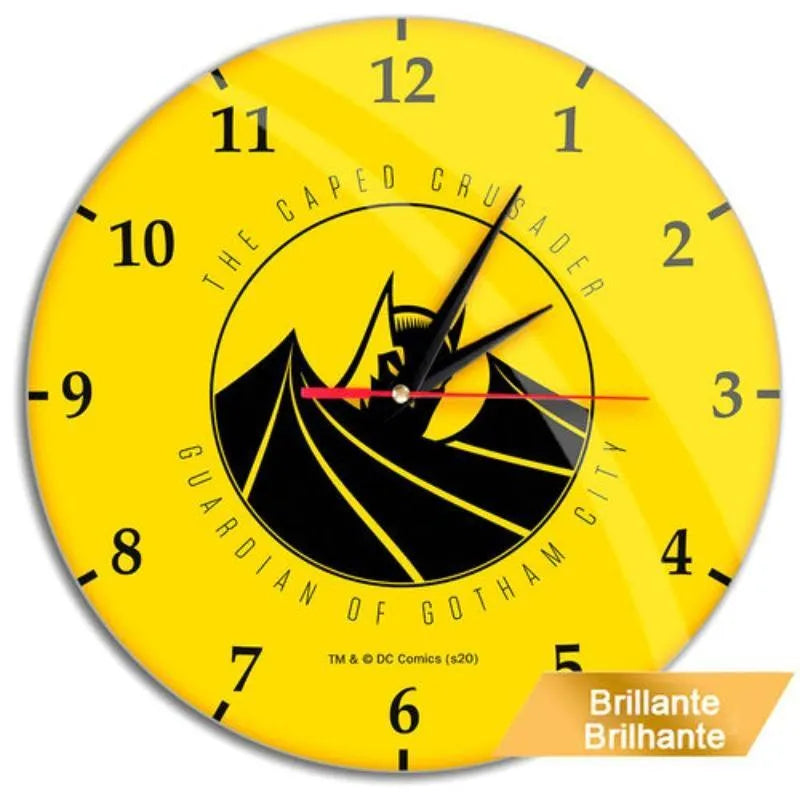 DC Comics Batman Wall Clock Glossy Yellow - Ert Group - Ginga Toys