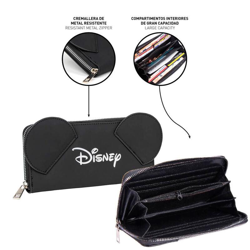 Disney Mickey 100th Anniversary Black Zip Around Wallet - Cerda - Ginga Toys