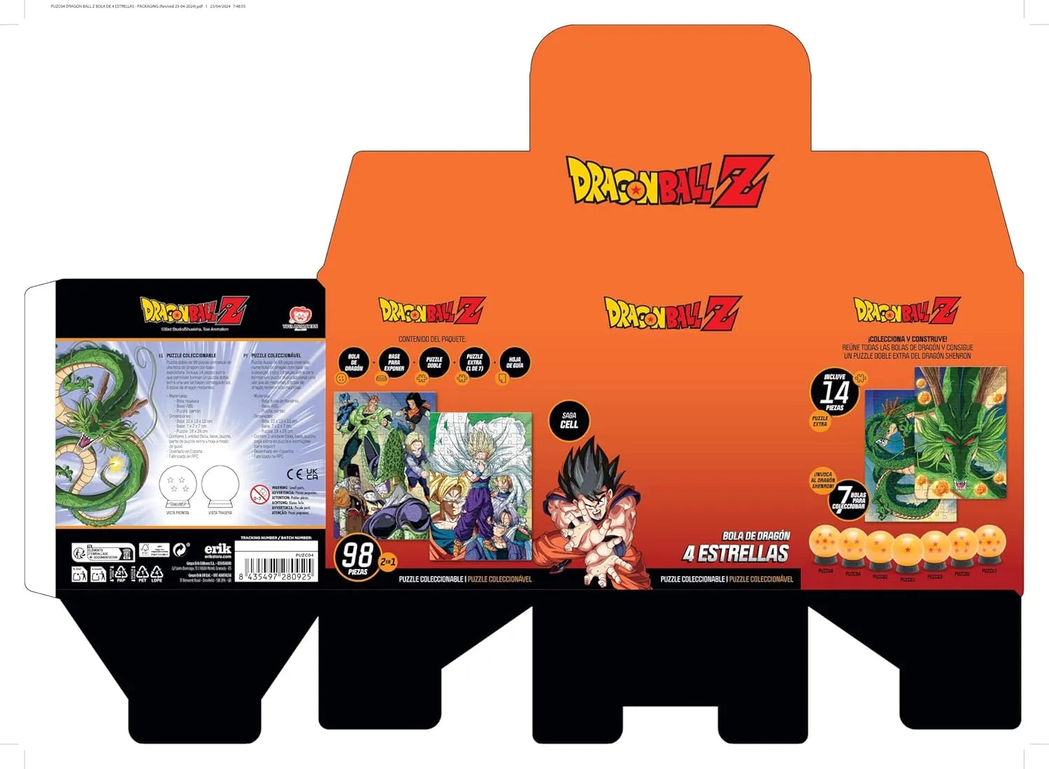 Dragon Ball Z 4 Star Ball Jigsaw Puzzle - 98pcs - Ginga Toys