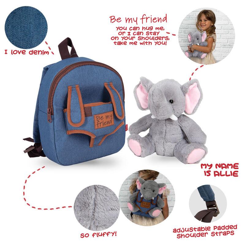 Elephant Allie Kids Preschool Backpack with plush toy 26cm - Perletti - Ginga Toys