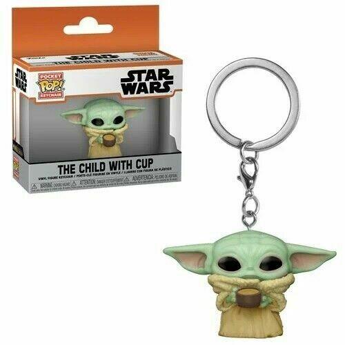 Pocket Pop! Keychain: Star Wars The Mandalorian Yoda The Child with Cup Figure - Funko - Ginga Toys