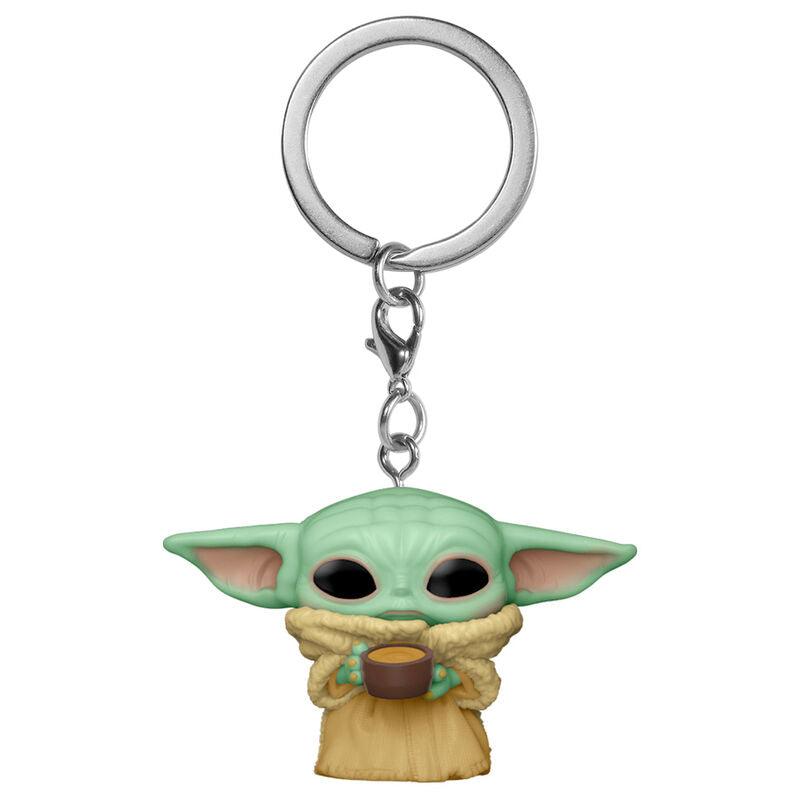 Pocket Pop! Keychain: Star Wars The Mandalorian Yoda The Child with Cup Figure - Funko - Ginga Toys