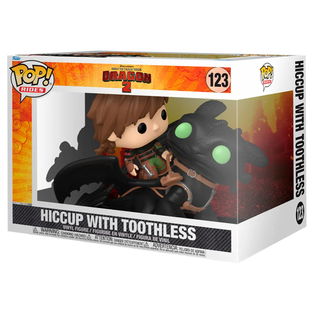 Funko Pop! Rides Deluxe: How To Train Your Dragon - Hiccup with Toothless Vinyl Figure #123 - Ginga Toys