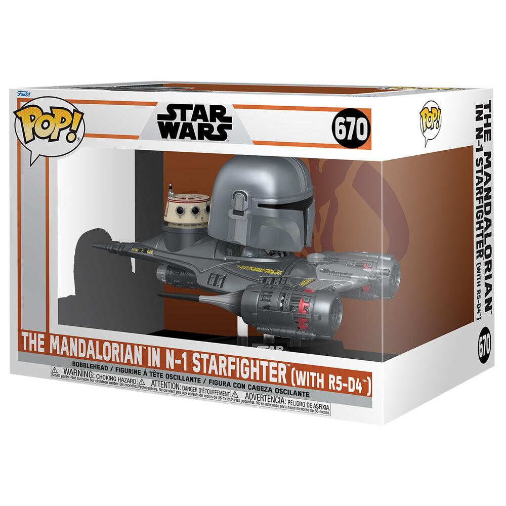 Funko Pop! Rides Super Deluxe: Star Wars: The Mandalorian in N-1 Starfighter Figure (with R5-D4) #670 - Funko - Ginga Toys