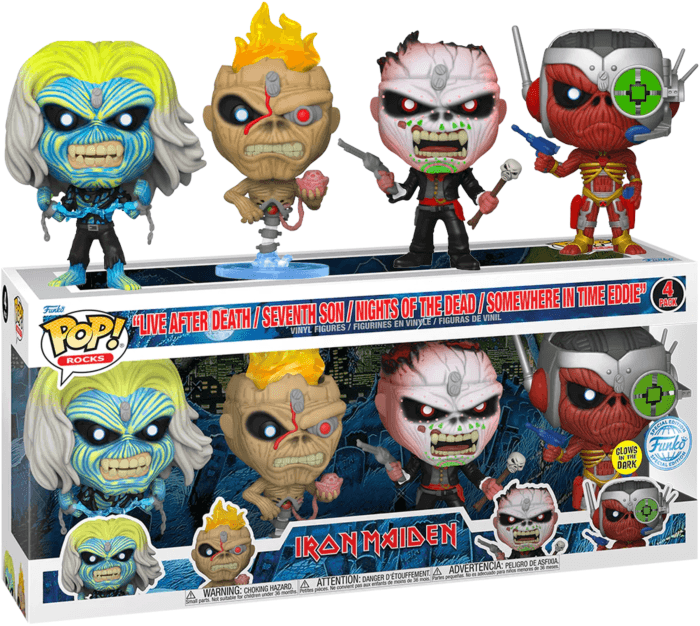 Funko Pop! Rocks: Iron Maiden Eddie (Glow-in-the-Dark) Exclusive 4-Pack Figure - Funko - Ginga Toys