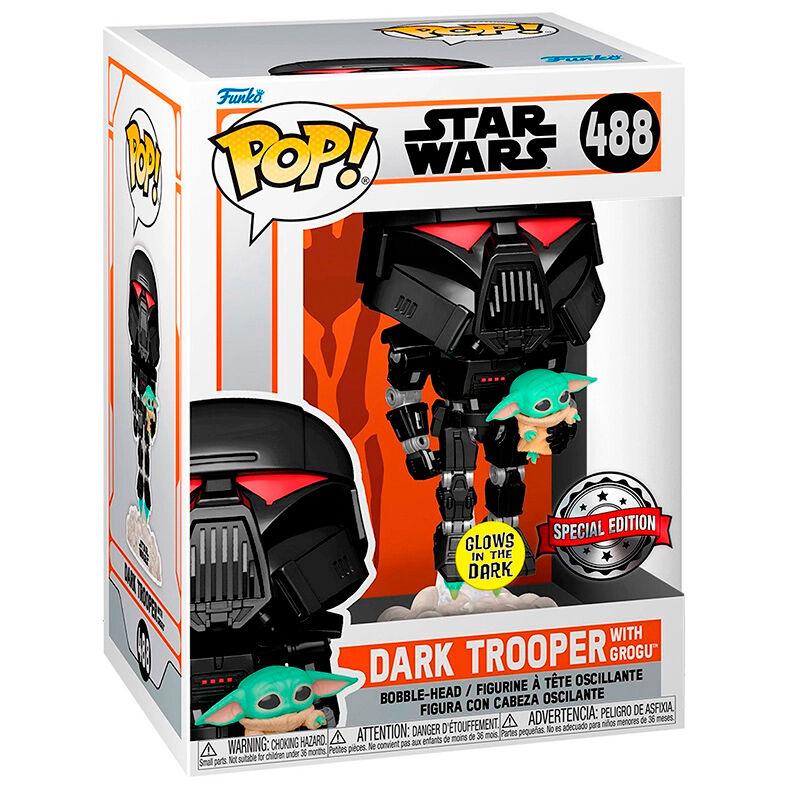 Funko Pop! Star Wars: Dark Trooper with Grogu Glow-in-the-Dark Exclusive Figure #488 - Funko - Ginga Toys