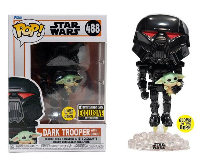 Funko Pop! Star Wars: Dark Trooper with Grogu Glow-in-the-Dark Exclusive Figure #488 - Funko - Ginga Toys