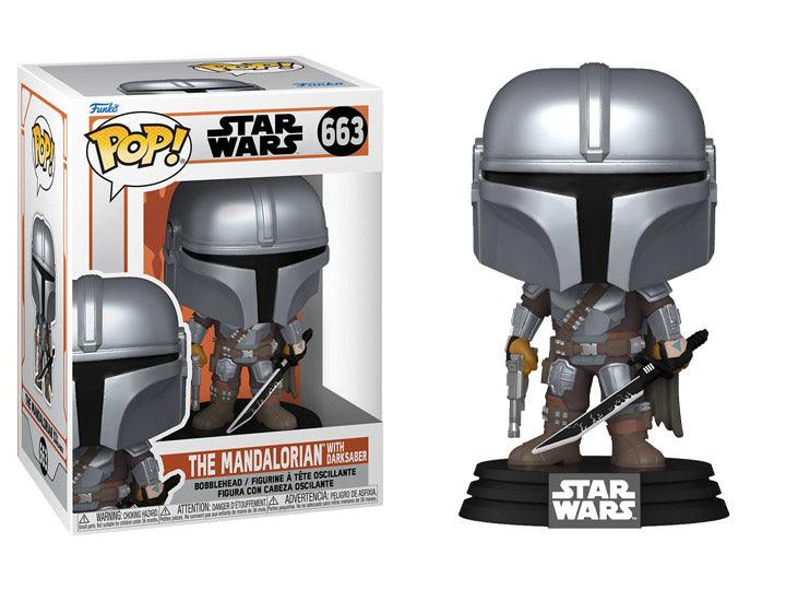 Funko Pop! Star Wars: The Mandalorian - The Mandalorian with Darksaber Figure #663 - Funko - Ginga Toys