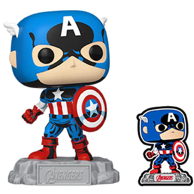 Funko Pop! The Avengers Captain America Exclusive Figure / Enamel Pin #1290 - Funko - Ginga Toys