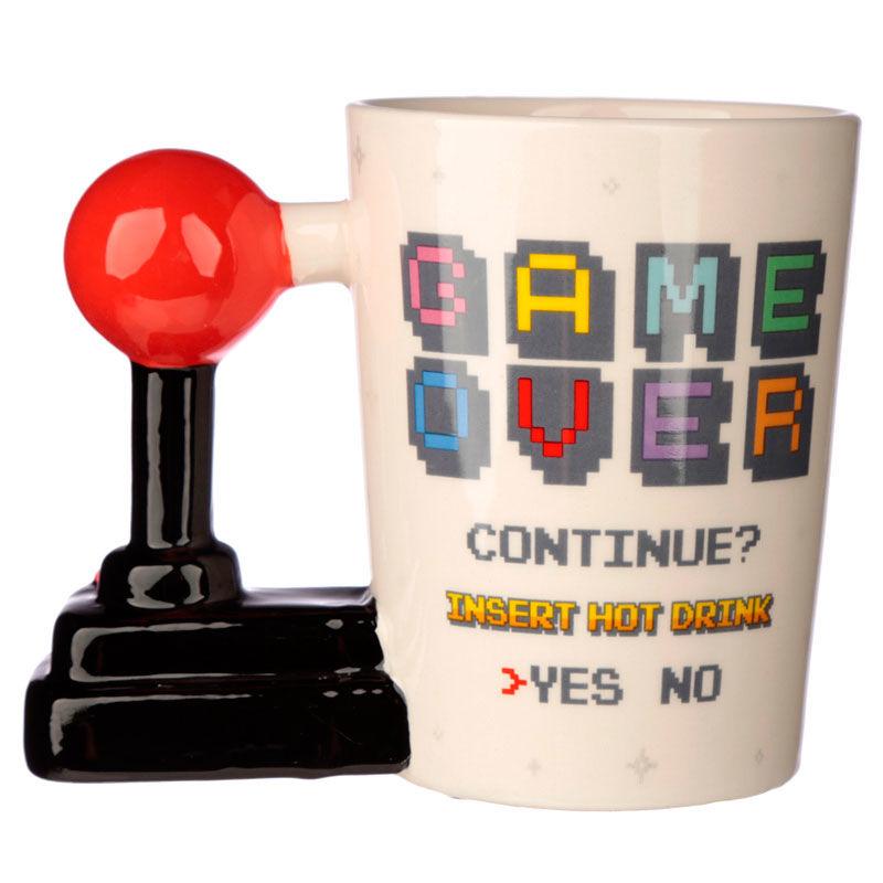 Game Over Joystick with Arcade Decal Ceramic Shaped Handle Mug - Puckator - Ginga Toys