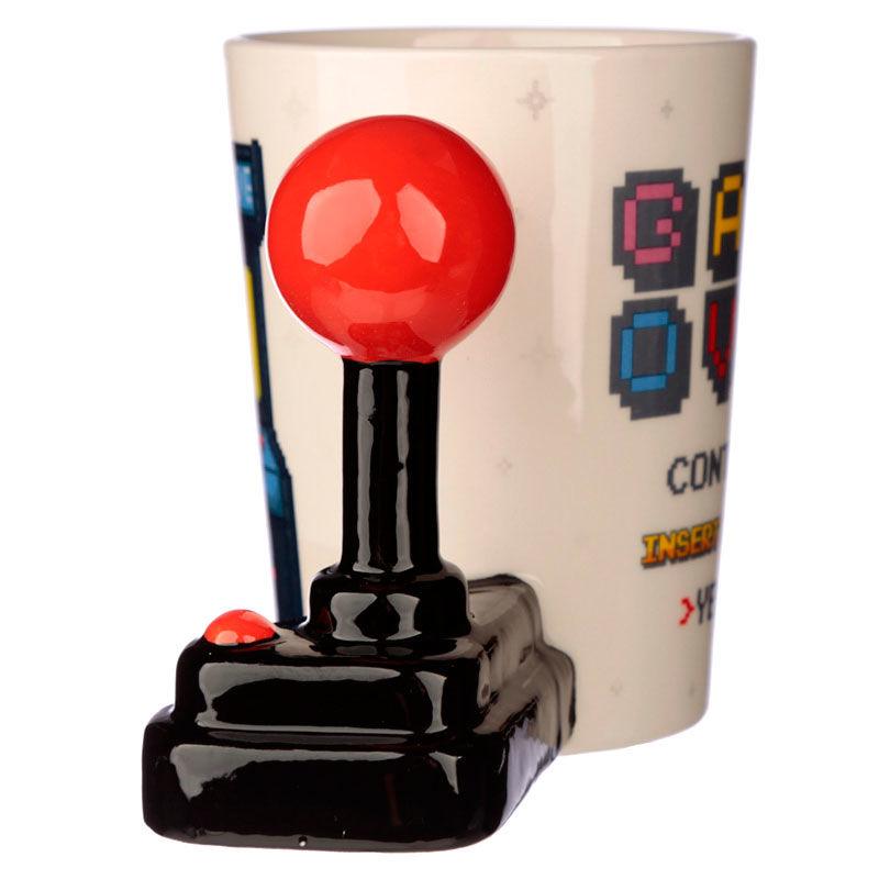 Game Over Joystick with Arcade Decal Ceramic Shaped Handle Mug - Puckator - Ginga Toys