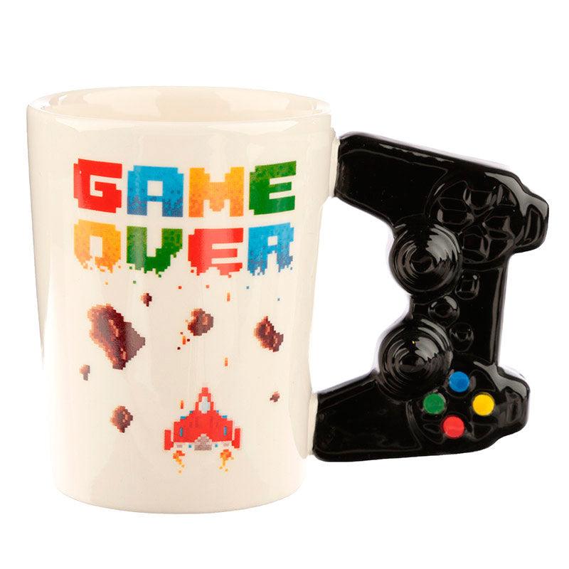 Game Over with Pixel Decal Controller Videogame Ceramic Shaped Handle Mug - Puckator - Ginga Toys