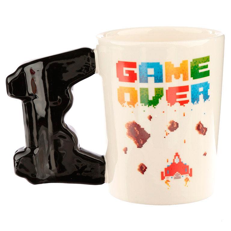 Game Over with Pixel Decal Controller Videogame Ceramic Shaped Handle Mug - Puckator - Ginga Toys