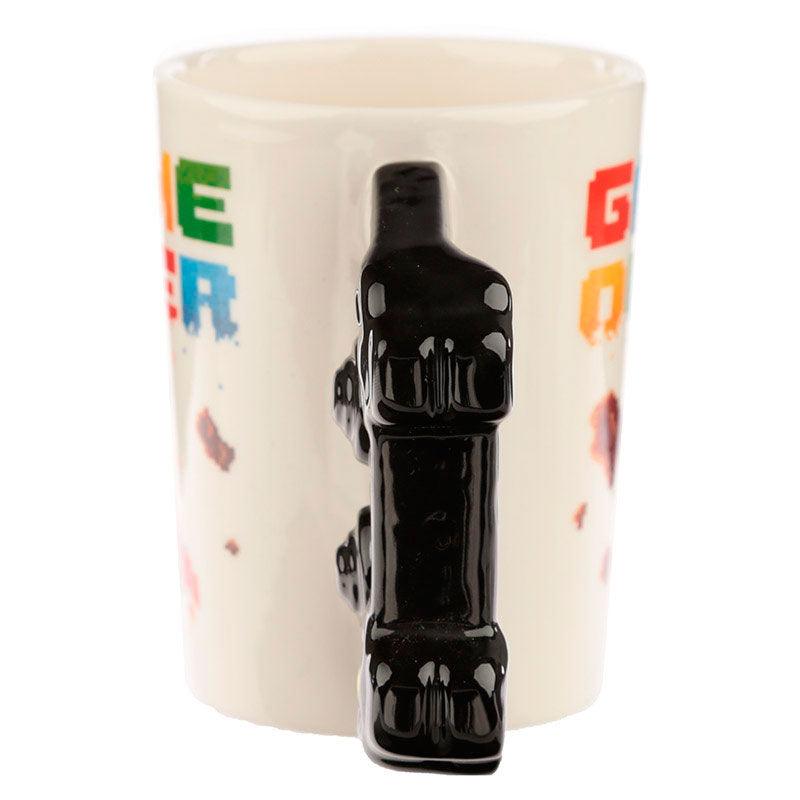 Game Over with Pixel Decal Controller Videogame Ceramic Shaped Handle Mug - Puckator - Ginga Toys