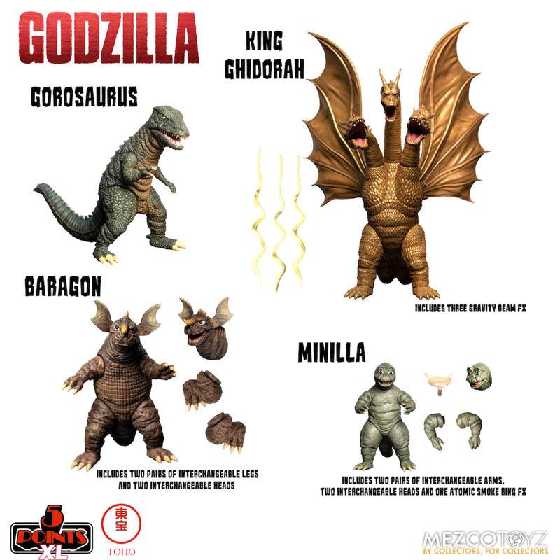 Godzilla Destroy All Monsters 5 Points XL Round 2 Deluxe Boxed Figures Set - Mezco Toyz - Ginga Toys