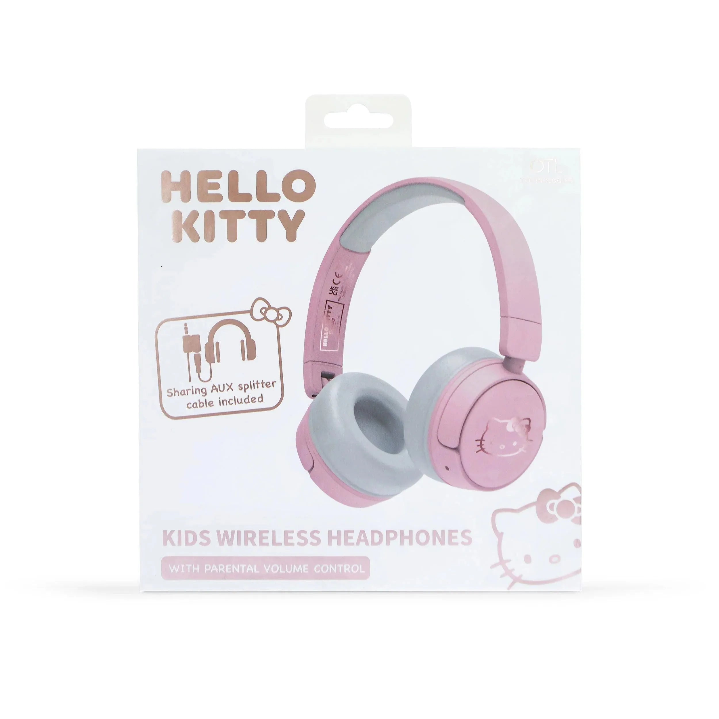 Hello Kitty Kids Wireless Headphones - Pink / Rose Gold - Ginga Toys