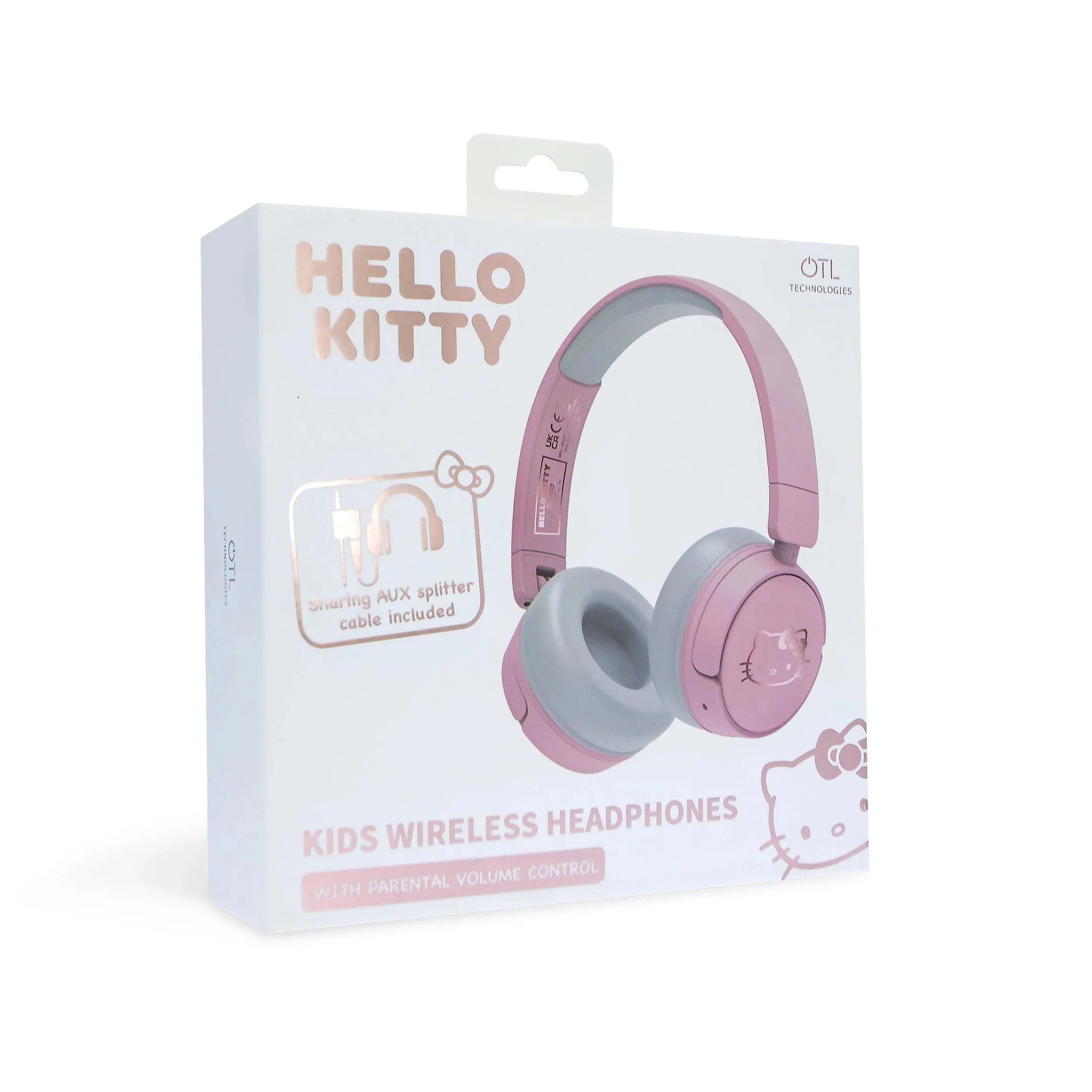 Hello Kitty Kids Wireless Headphones - Pink / Rose Gold - Ginga Toys