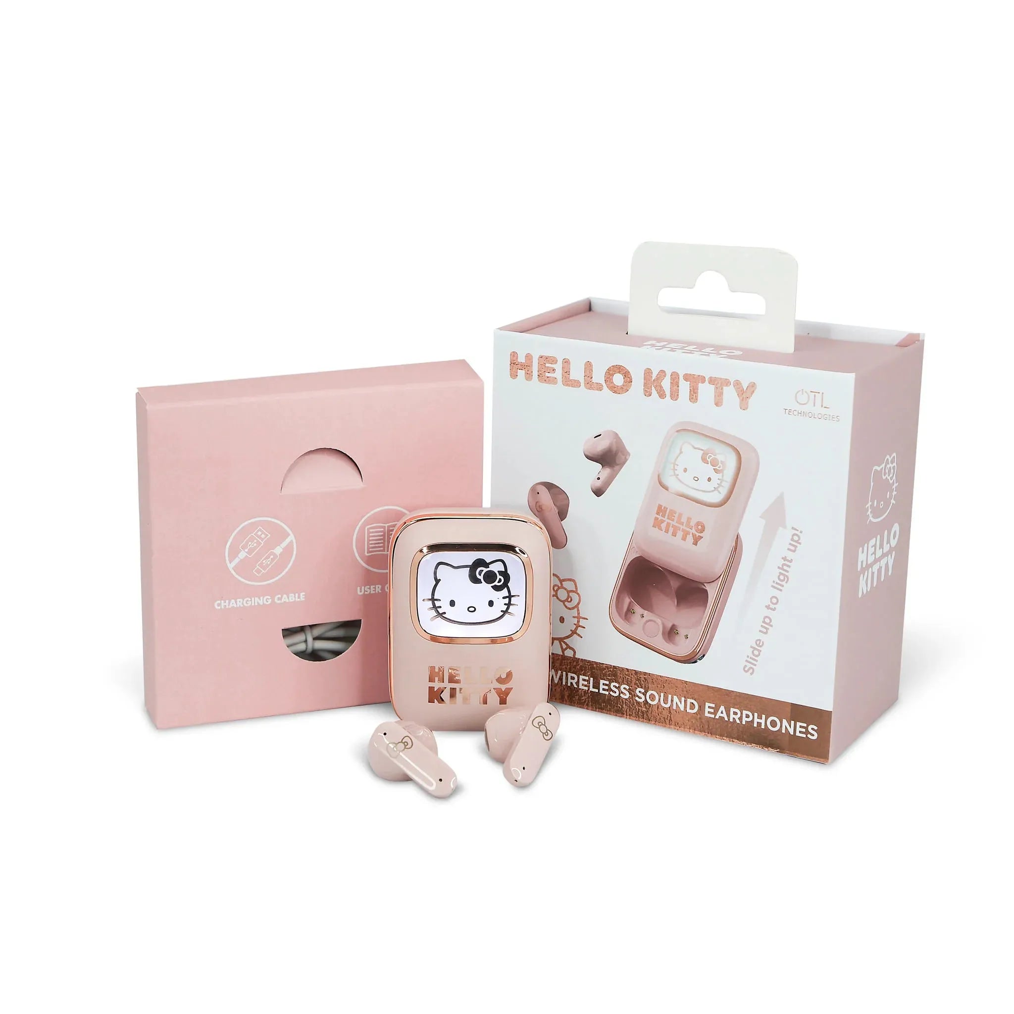 Hello Kitty Slide TWS Wireless Earphones - Earpods Pink / Rose Gold - Ginga Toys