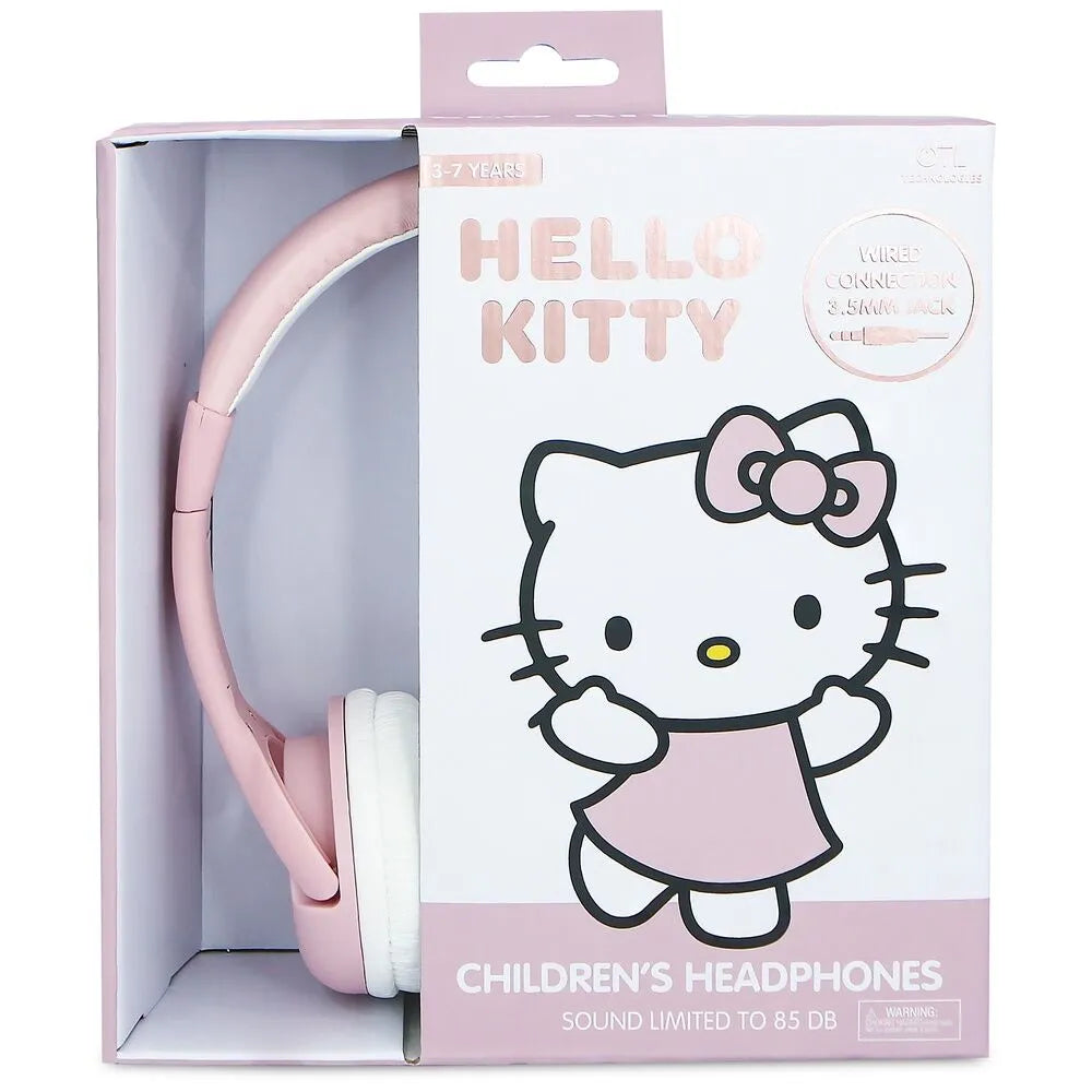 Hello Kitty Soft Pink Kitty Ear Kids Wired Headphones - Ginga Toys