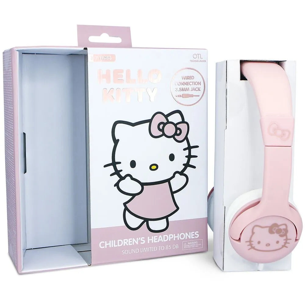 Hello Kitty Soft Pink Kitty Ear Kids Wired Headphones - Ginga Toys