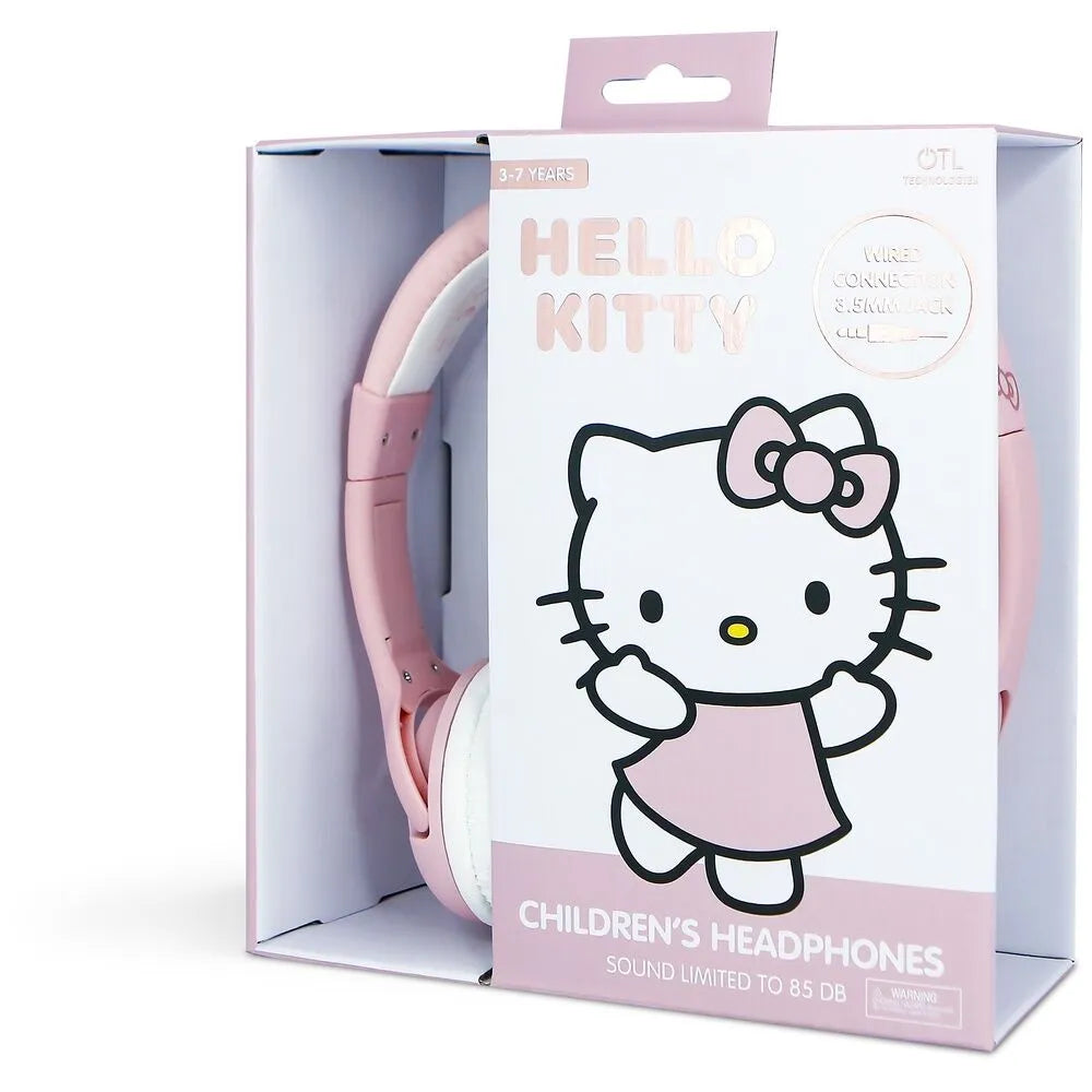 Hello Kitty Soft Pink Kitty Ear Kids Wired Headphones - Ginga Toys