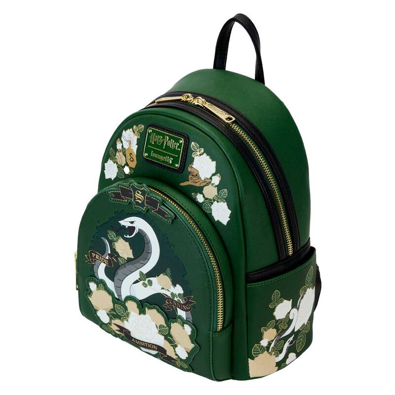 Loungefly Harry Potter Slytherin House Floral Tattoo Mini Backpack