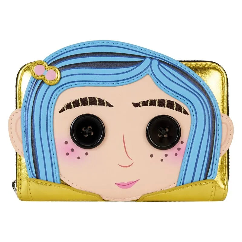 Loungefly Coraline 15th Anniversary Laika Doll Metallic Cosplay Zip Around Wallet - Ginga Toys