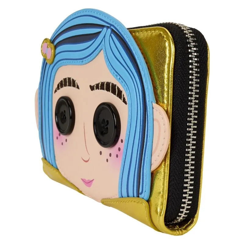 Loungefly Coraline 15th Anniversary Laika Doll Metallic Cosplay Zip Around Wallet - Ginga Toys