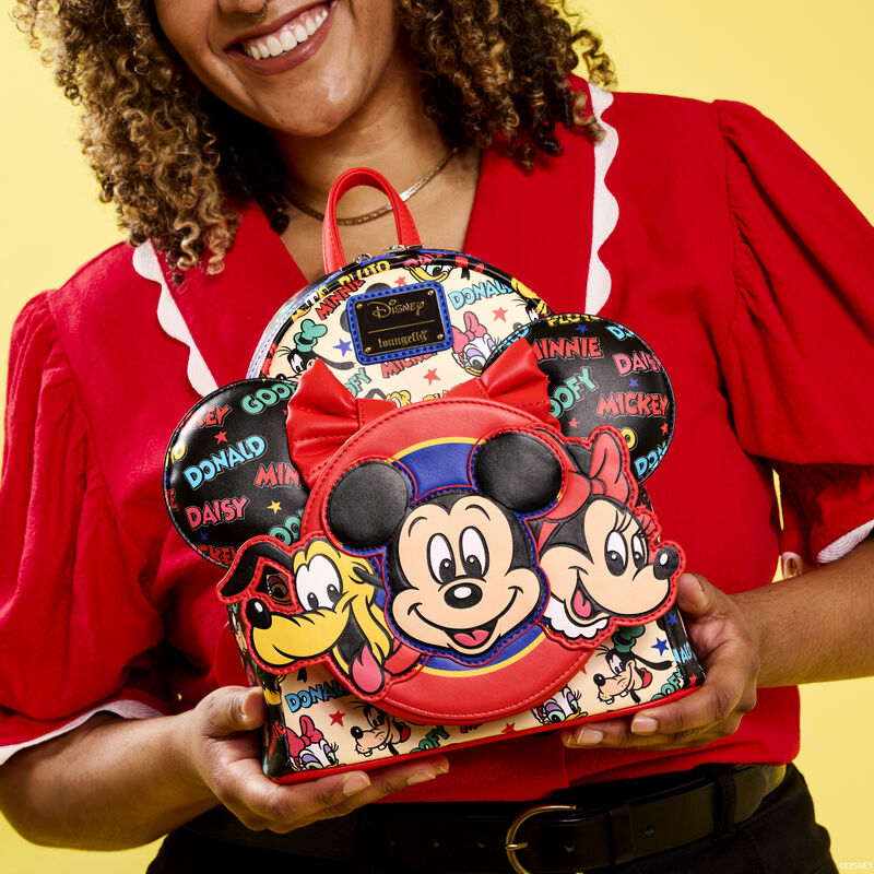 Loungefly Disney Mickey & Friends Classic All-Over Print Mini Backpack With Ear Headband - Ginga Toys