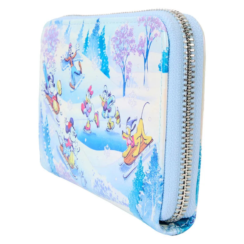 Loungefly Disney Mickey & Friends Winter Wonderland Scene Zip Around Wallet - Ginga Toys