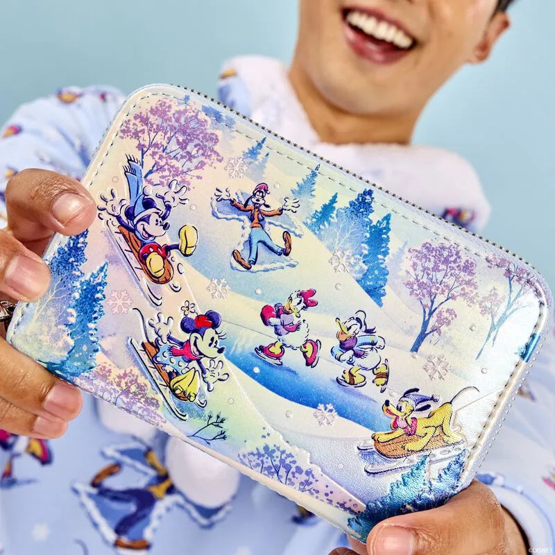 Loungefly Disney Mickey & Friends Winter Wonderland Scene Zip Around Wallet - Ginga Toys