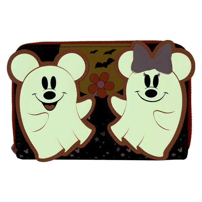 Loungefly Disney Mickey & Minnie Floral Ghost Glow Zip Around Wallet - Ginga Toys