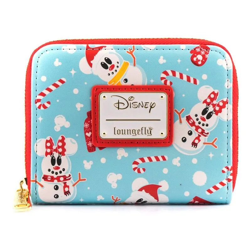 Loungefly Disney Snowman Mickey & Minnie Mouse Zip Around Wallet - Ginga Toys