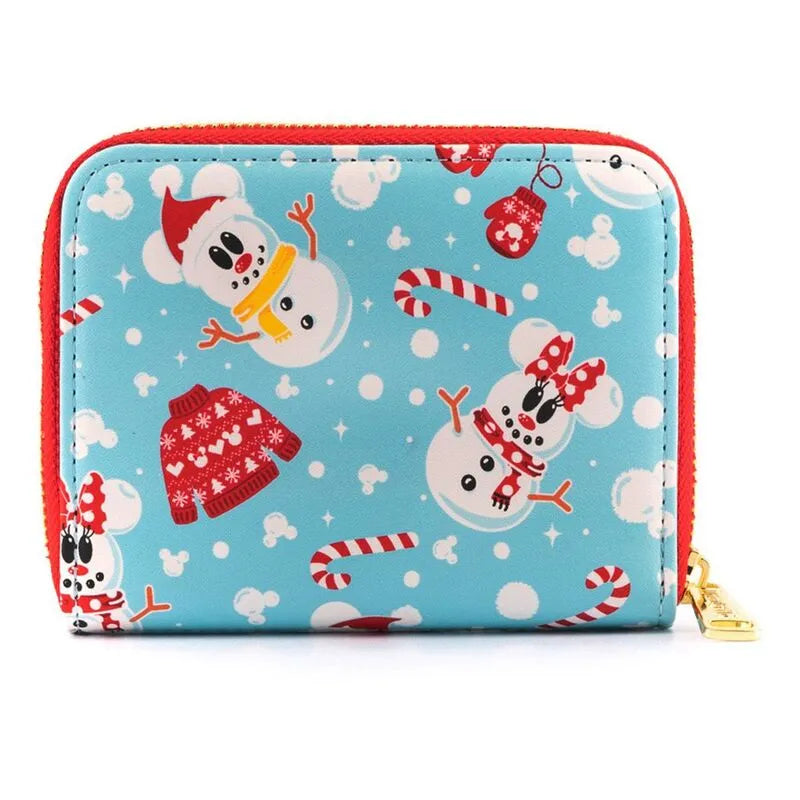 Loungefly Disney Snowman Mickey & Minnie Mouse Zip Around Wallet - Ginga Toys