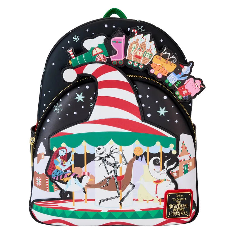 Loungefly Disney The Nightmare Before Christmas Candy Cane Carousel Glow Mini Backpack - Ginga Toys