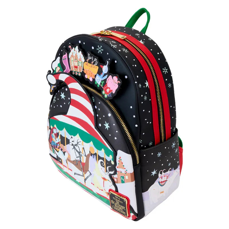 Loungefly Disney The Nightmare Before Christmas Candy Cane Carousel Glow Mini Backpack - Ginga Toys