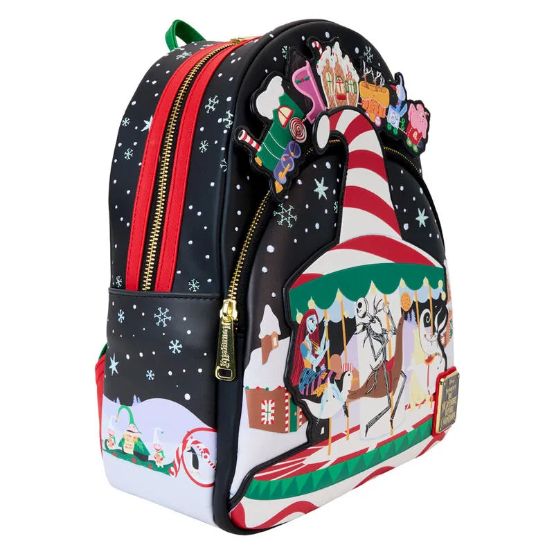 Loungefly Disney The Nightmare Before Christmas Candy Cane Carousel Glow Mini Backpack - Ginga Toys