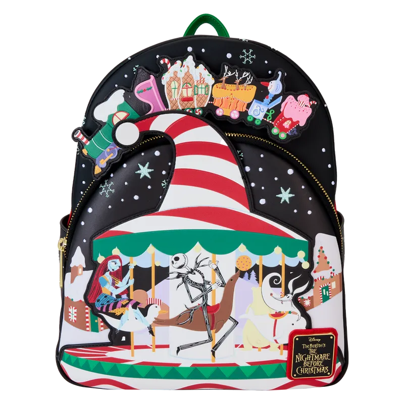 Loungefly Disney The Nightmare Before Christmas Candy Cane Carousel Glow Mini Backpack - Ginga Toys