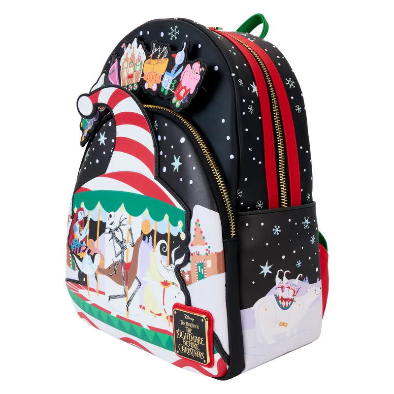 Loungefly Disney The Nightmare Before Christmas Candy Cane Carousel Glow Mini Backpack - Ginga Toys