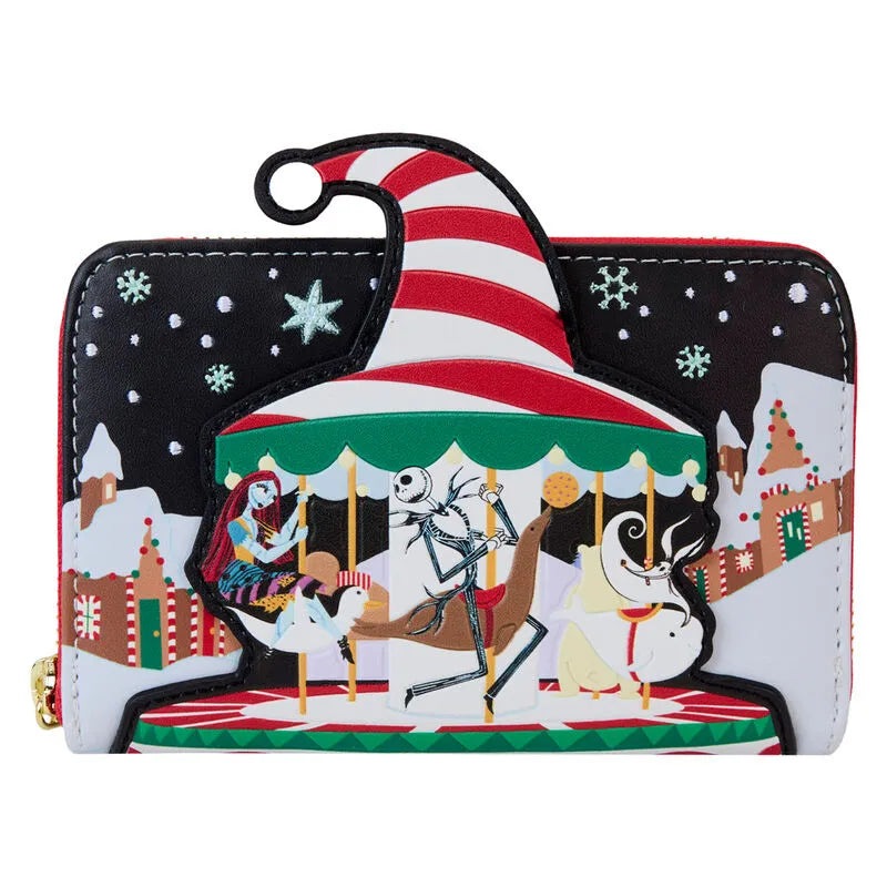 Loungefly Disney The Nightmare Before Christmas Candy Cane Carousel Zip Around Wallet - Ginga Toys