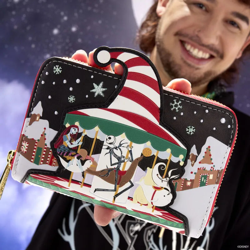 Loungefly Disney The Nightmare Before Christmas Candy Cane Carousel Zip Around Wallet - Ginga Toys