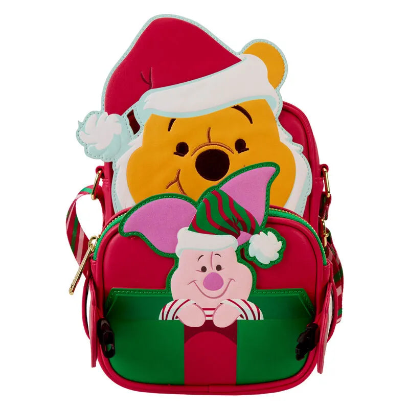 Loungefly Disney Winnie The Pooh Santa Winnie & Piglet Crossbuddies Cosplay Crossbody Bag With Coin Bag - Ginga Toys