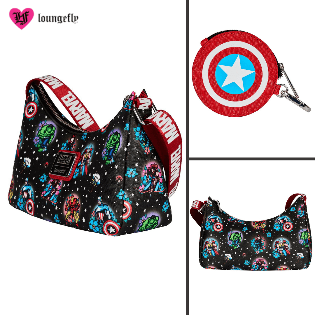 Loungefly Marvel Avengers Floral Tattoo Shoulder Bag - Loungefly - Ginga Toys