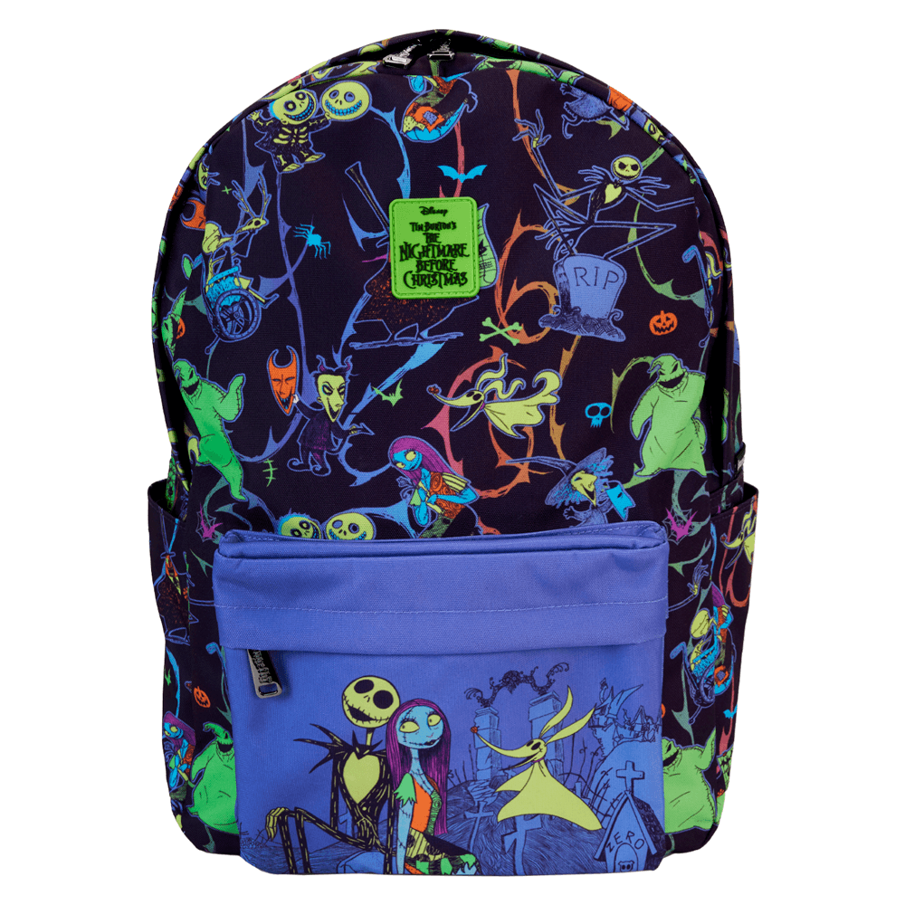 Loungefly Nightmare Before Christmas Neon Glow AOP Nylon Backpack - Ginga Toys