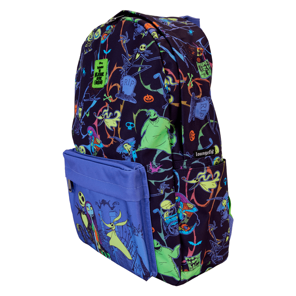 Loungefly Nightmare Before Christmas Neon Glow AOP Nylon Backpack - Ginga Toys