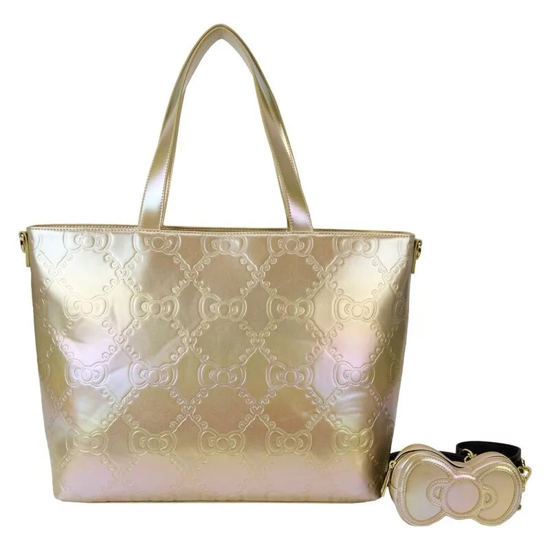 Loungefly Sanrio Hello Kitty 50th Anniversary Metallic Gold Tote Bag With Coin Bag - Ginga Toys