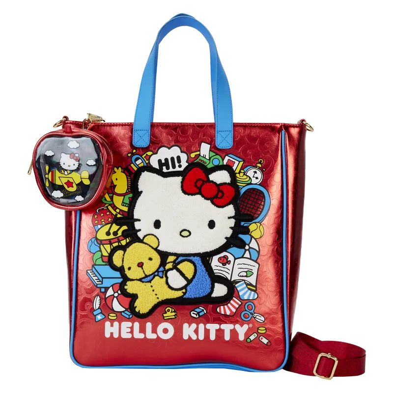 Loungefly Sanrio Hello Kitty 50th Anniversary Metallic Tote Bag with Coin Bag - Ginga Toys