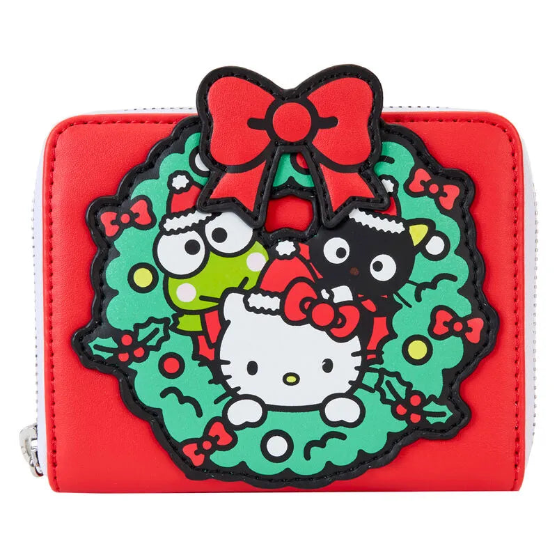 Loungefly Sanrio Hello Kitty & Friends Holiday Wreath Zip Around Wallet - Ginga Toys